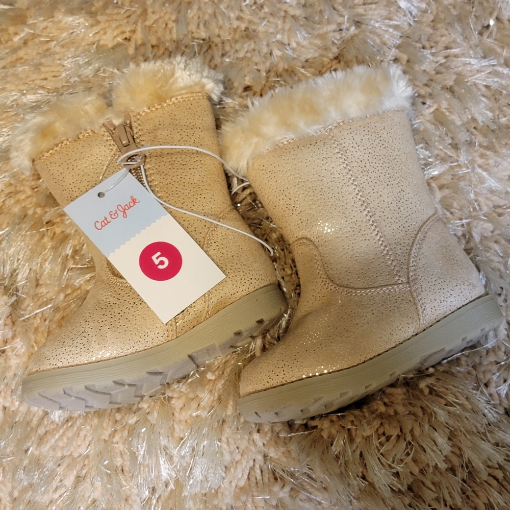 Cat & Jack Toddler Insulated Fur Boots with Zip Closure